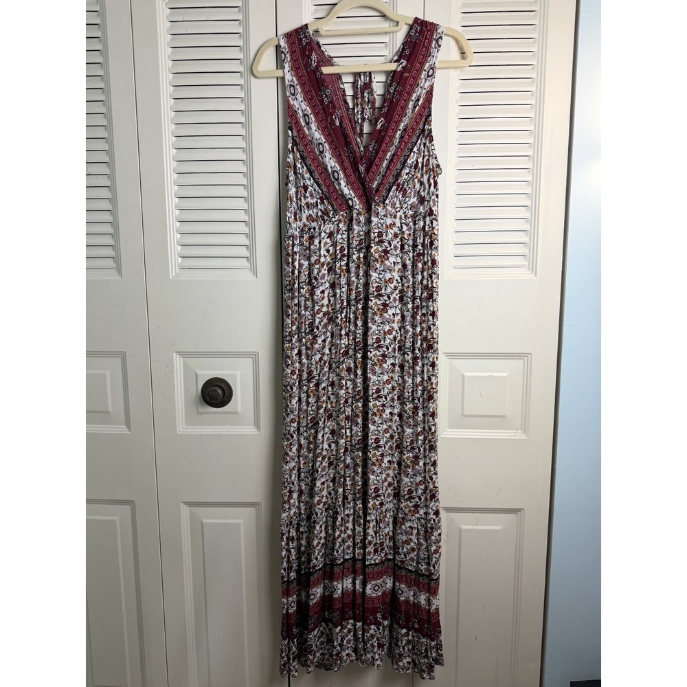 Fall Boho Maxi Dress Sleeveless Floral Tiered Ribbed Fairy Ditsy Floral Prarie